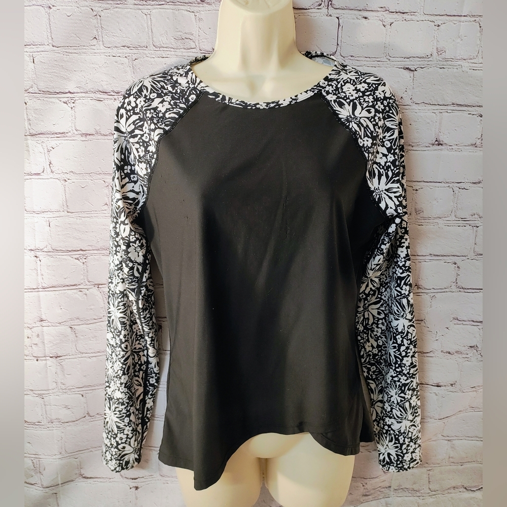 Krimson Klover Rashguard Medium Colorblock Longsleeve Floral Colorblock Swim